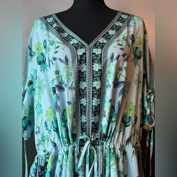 BloomChic Mint Floral drawstring waist Maxi Dress NWT 26 - Picture 6 of 8